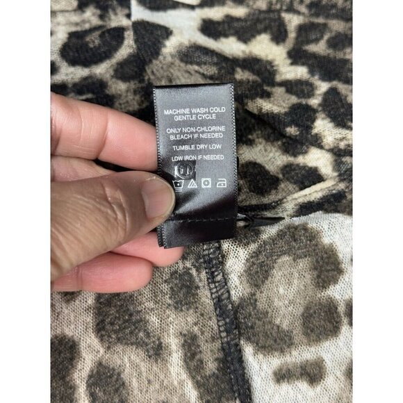 ALI MILES Black Brown Leopard Print Open Front Mesh Sheer Cardigan Jacket MEDIUM - Picture 6 of 8